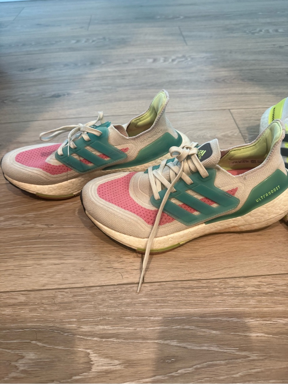 adidas Ultraboost Athletic Sneakers in Pink, Teal & Cream
